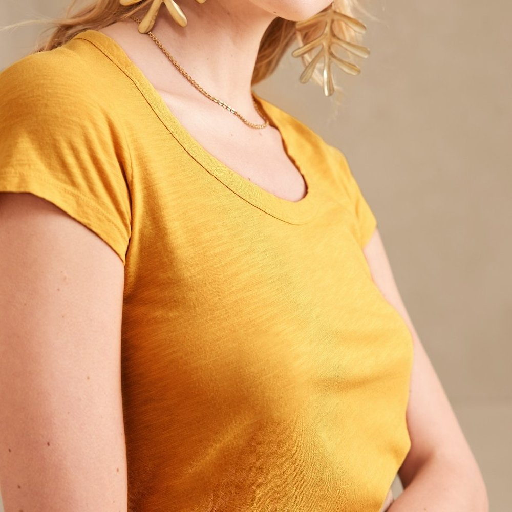 Tan Slub Scoop Neck Short Sleeve Tee